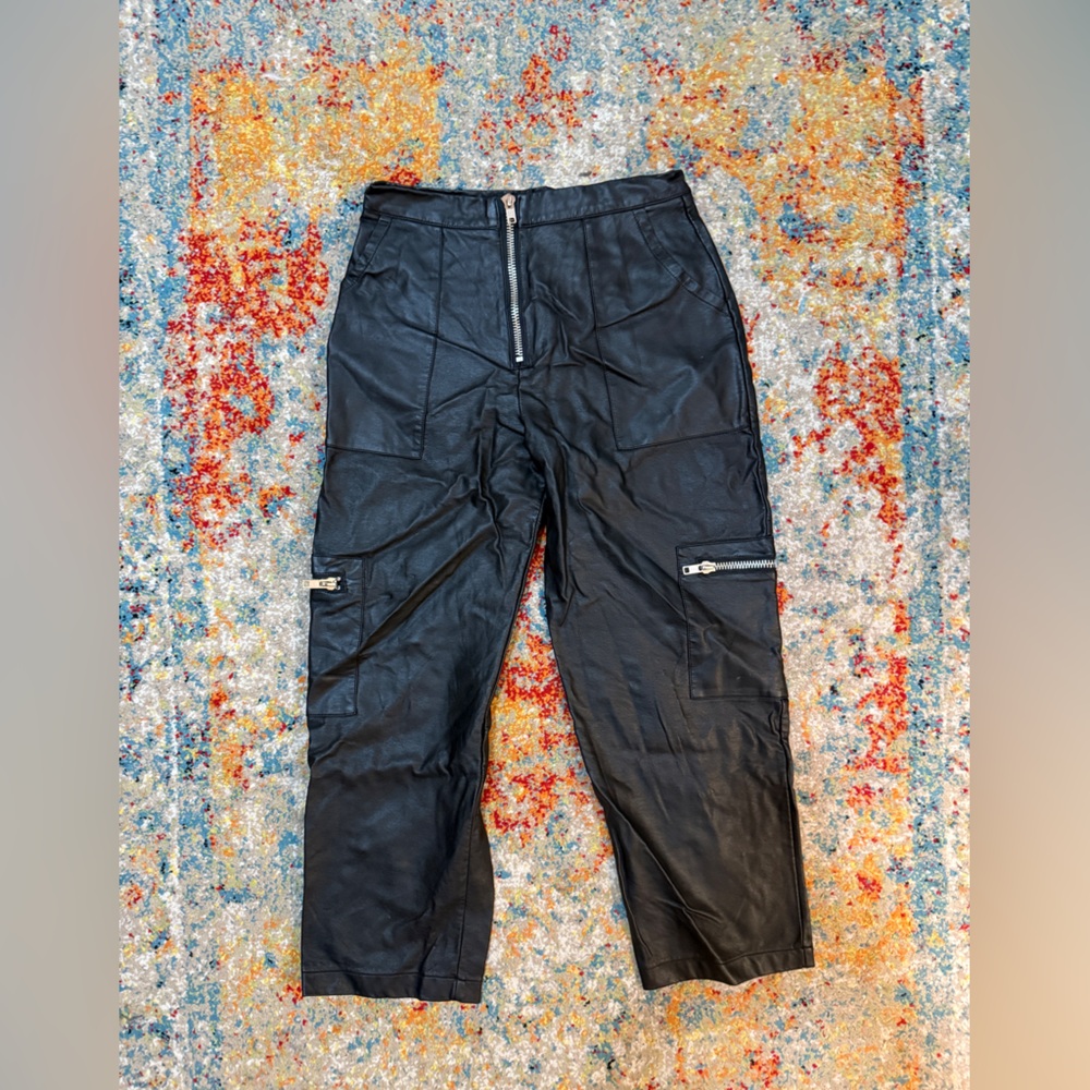 The Ragged Priest Black Cargo Pants with Zipper Details